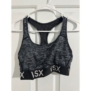 Victoria Secret Sport VSX Sports Bra Heathered Black White Racerback Medium
